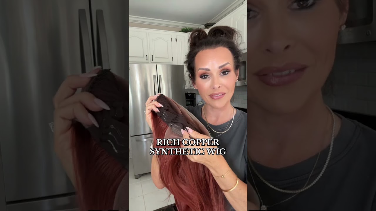 RICH COPPER SYNTHETIC WIG * Heat friendly * Free part * 4 combs A39 