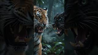 Bengal Tiger vs Black Panther | Epic Rainforest Night Battle 🌧️🐅🐆🔥