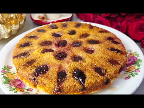 Prajitura pufoasa cu prune/ Prajitura întoarsă cu prune si zahar caramelizat / Desert ieftin