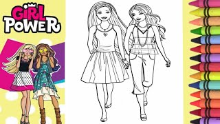 Coloring Two Barbie friend's walking 🖌️🎨 barbie coloring page/ coloring book/drawing/painting