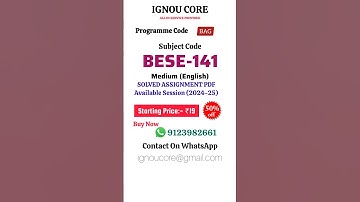 BESE 141 Solved Assignment PDF 2024-25 in English, BAG program BESE-141 Solved assignments