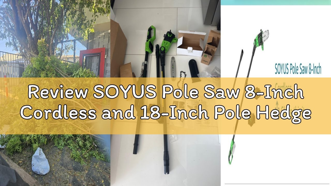 Review SOYUS Pole Saw 8-Inch Cordless and 18-Inch Pole Hedge Trimmer 2 ...