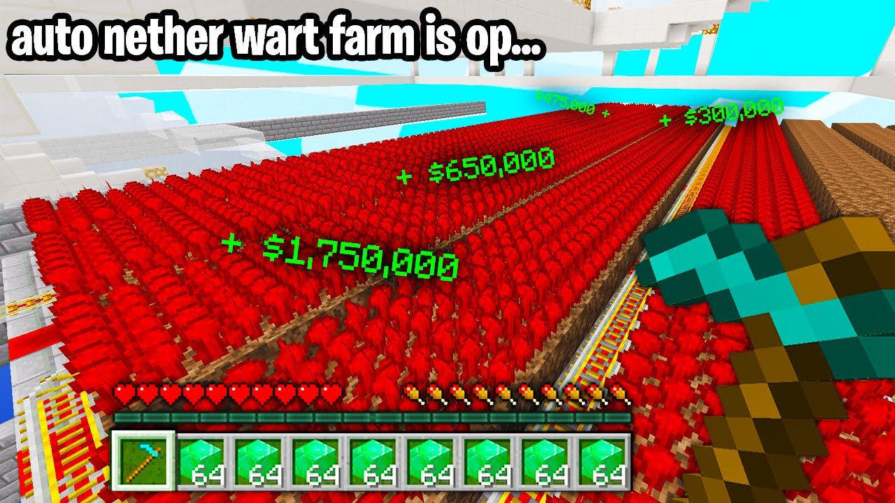 CRAZY NETHER WART FARM makes island RICH! | Minecraft Skyblock (PvPWars Retro)