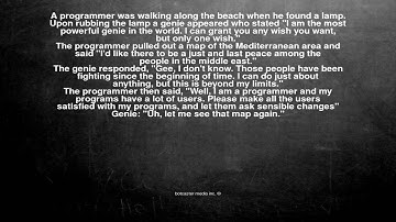 Ok, here is the joke. A programmer was walking along the beach...