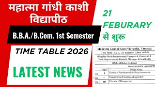 MGKVP BBA BCA 1st Semester Time Table 2026 🔥 | Official Date Sheet Out | Check Now