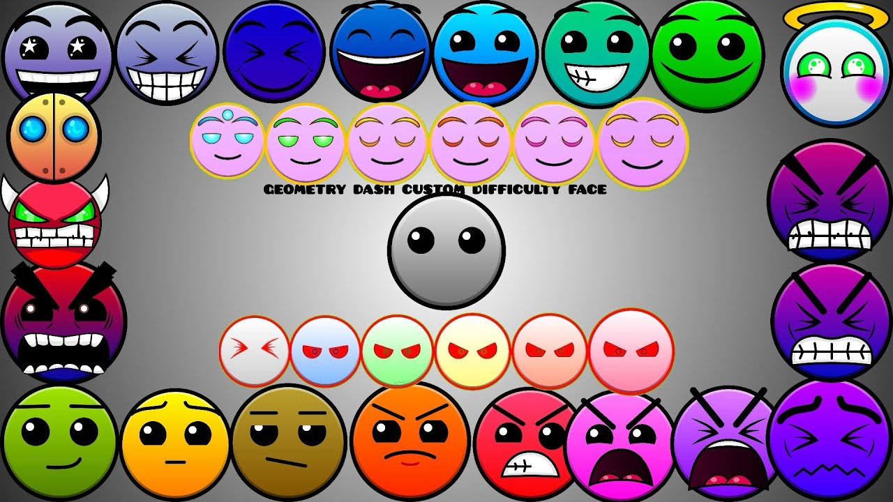 Geometry dash custom difficulty face(REVAMPED VERSION 4(fan video)