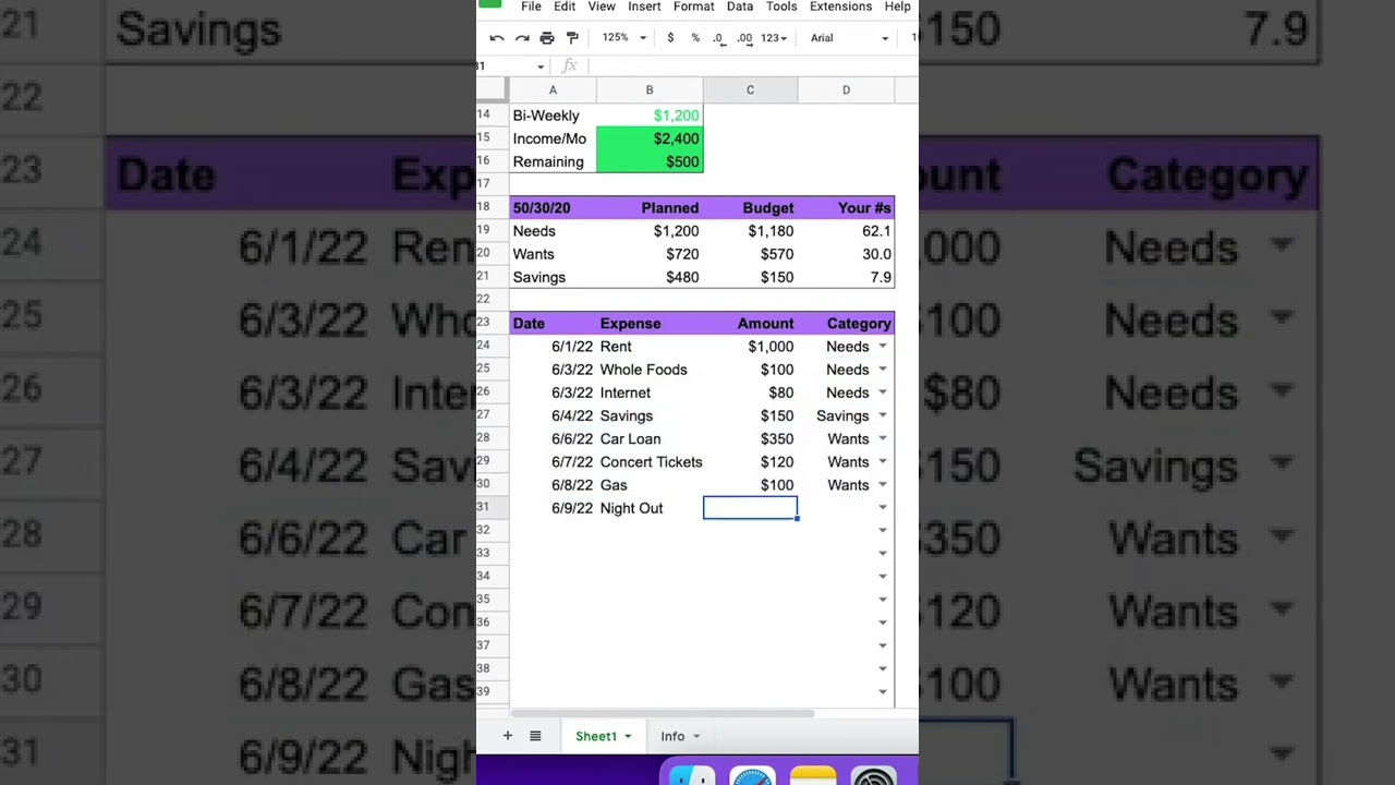 How to do a bi weekly 50/30/20 budget