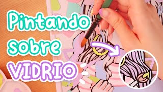 Painting on glass for the first time! 😨 (With my acrylic paints hehe 💜) | Glass painting