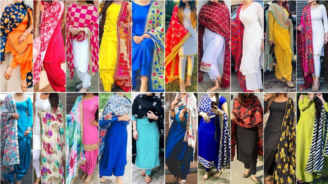 Simple & Stylish Punjabi Plain Suit Design with Printed Dupatta Ideas 2023