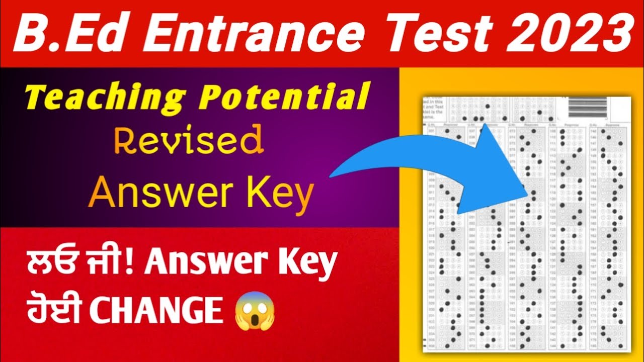 B.Ed Entrance Exam 2023 Revised Answer Key GNDU B.Ed Entrance Test