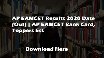 AP EAMCET Results 2020 Date (Out) | AP EAMCET Rank Card, Toppers list