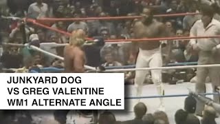 Wrestlemania 1 Junkyard dog vs Greg Valentine, another one bites the dust Queen, alternate angle  