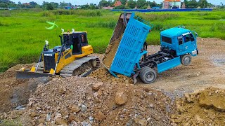 EP3.Incredible Mini Dump Truck Wrong Technique!Continue Impressive Large Size Landfill Strong Dozer