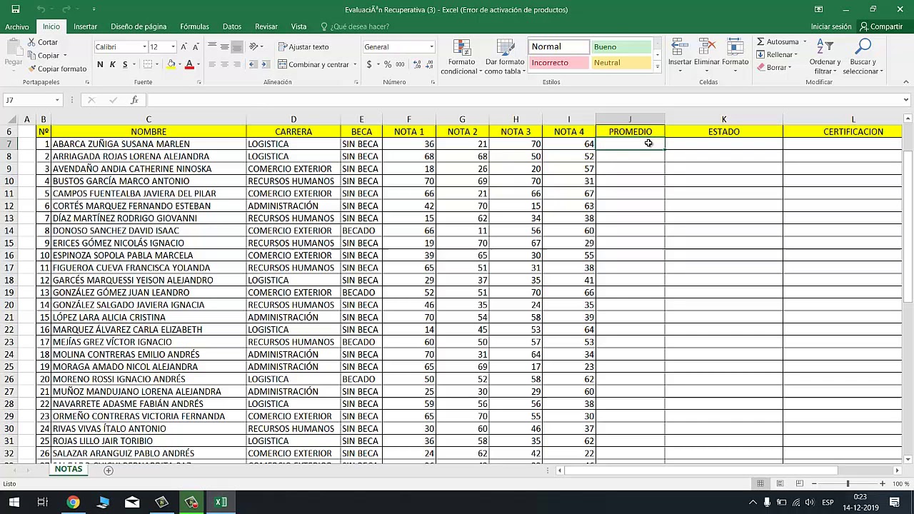 Planilla Excel Youtube