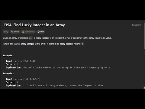 Find Lucky Integer in an Array || LeetCode || Problem Solving || c++