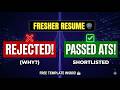 Resume Format for Freshers 2026 | ATS Friendly | Why You’re Getting Rejected
