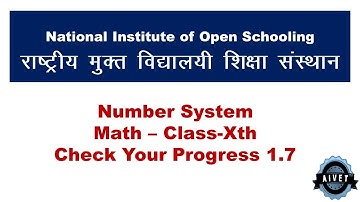(Check Your Progress 1.7) NIOS math class 10th