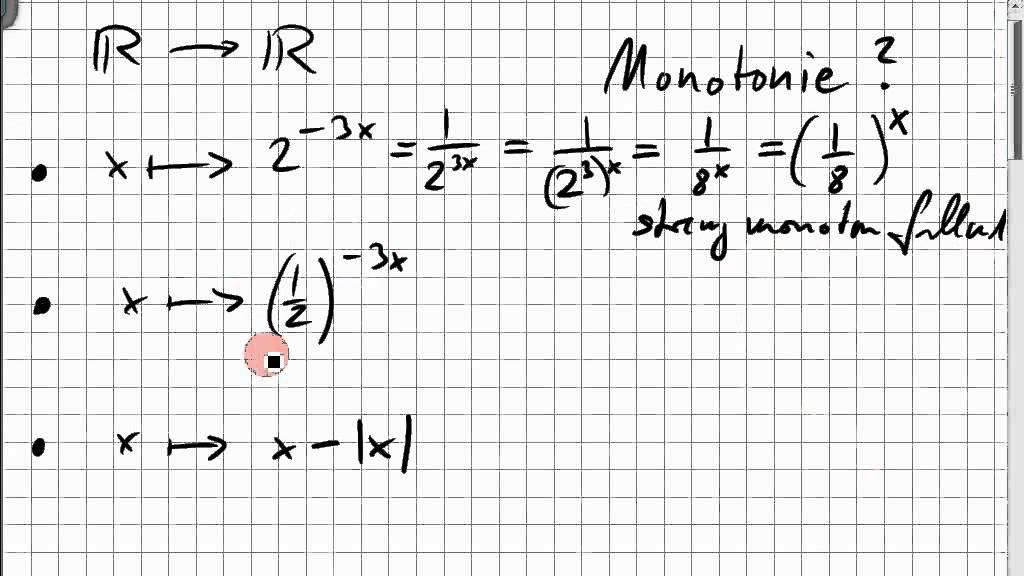 09B.1 Beispiele für monoton wachsende und fallende Funktionen; Potenzrechengesetze - YouTube
