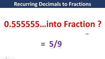 Recurring Decimals into Fractions ! Instant Solution !! Vedic Maths by VSR
