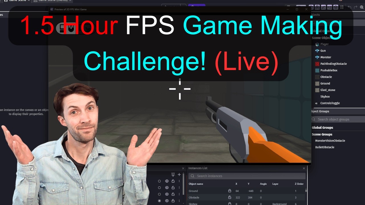 I Have 1.5 Hours to Make a FPS GAME (Live) - YouTube