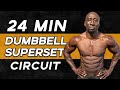 24 min total body dumbbell super set workout  men over 40  build lean muscle