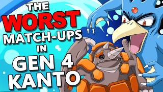 Beating Every Pokemon Gym Leader with the WORST Type Match-Ups in a GEN 4 KANTO