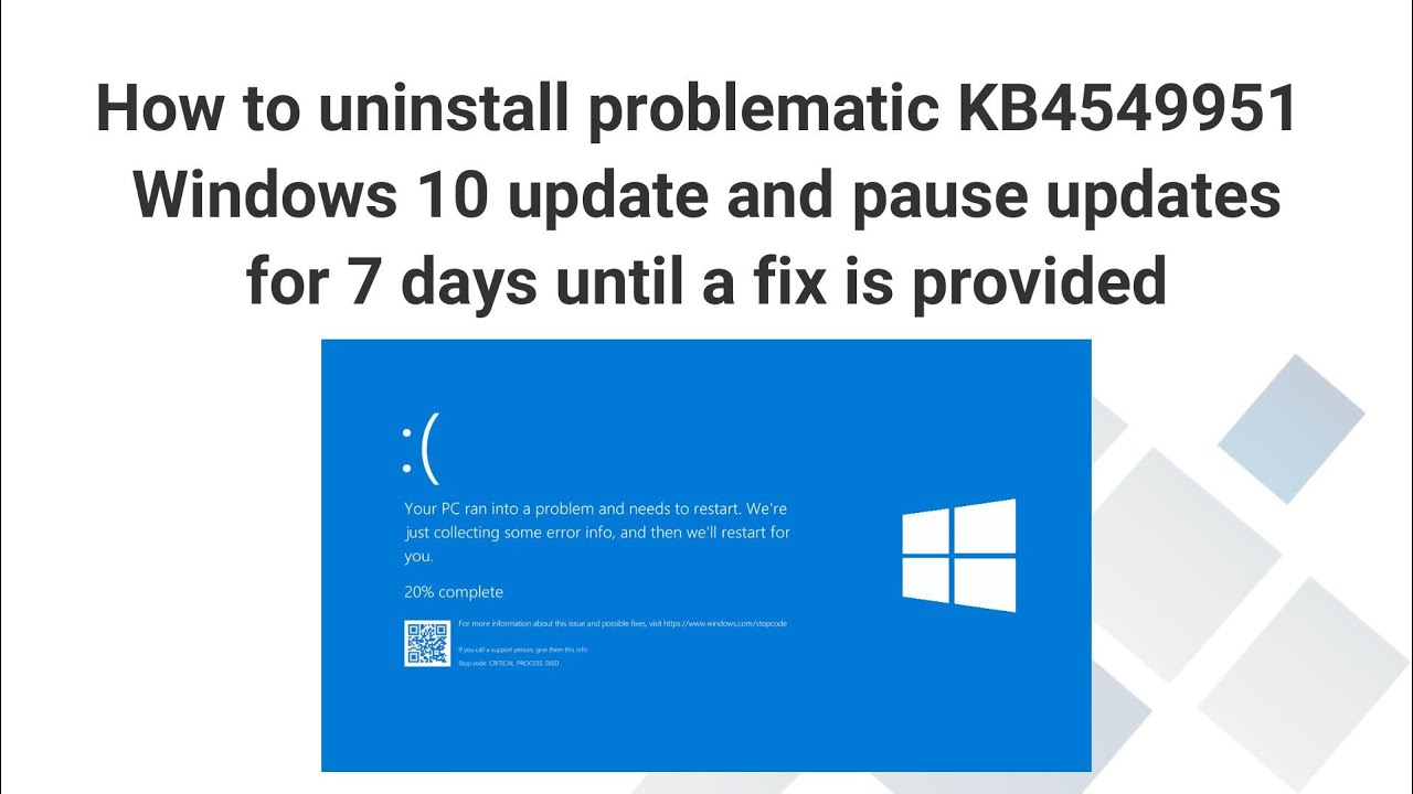 How to uninstall problematic KB4549951 Windows 10 update and pause for ...