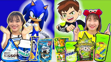 Hằng Nheo Thử Thách Mua Đồ Theo Màu Sắc Các Nhân Vật Nhím SONIC Và Ben 10 Màu Xanh Lá Cây
