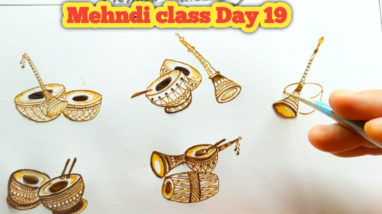 Free Basic to Bridal Mehndi Class Day 19 | Dhol shehnai mehndi designs | Mehndi designs