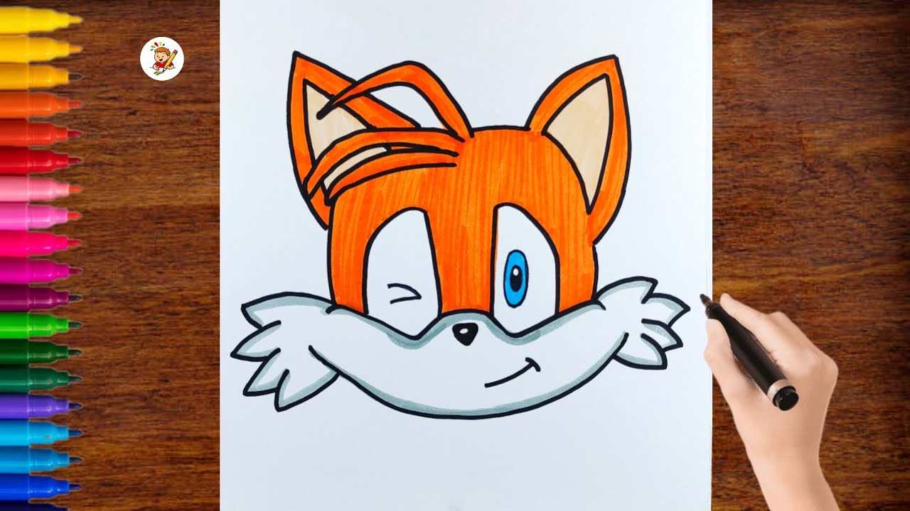 How to Draw and Color Tails | Easy Sonic Character Drawing for Kids ...