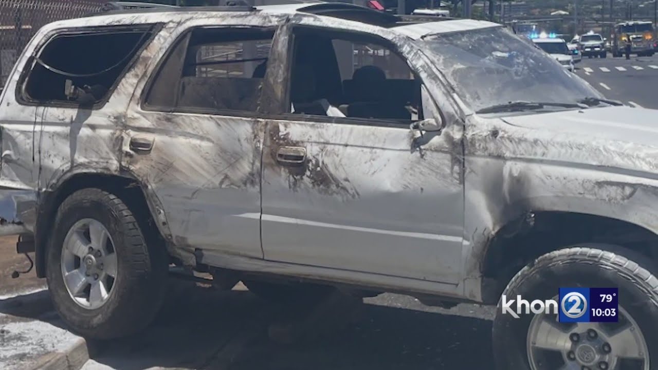 Car rollover, fire in multi-car crash in Kunia