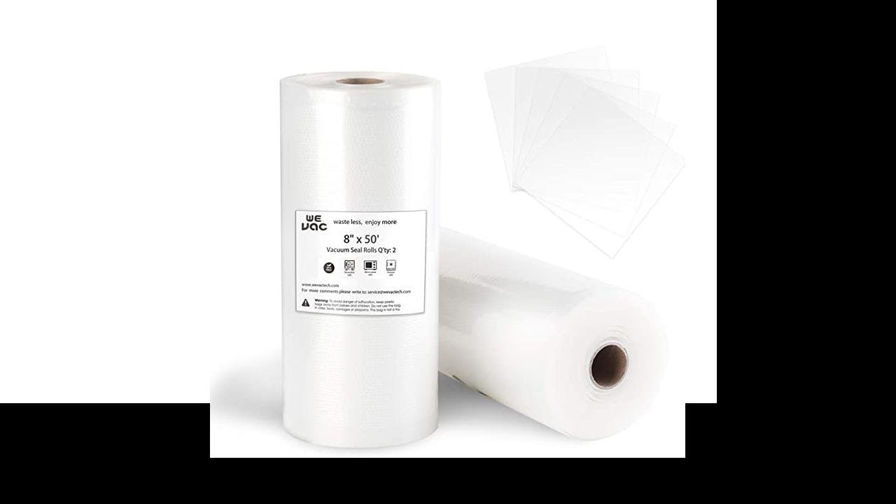 Wevac Vacuum Sealer Bags 8x50 Rolls 2 pack for Food Saver, Seal a Meal, Weston. Commercial Grade
