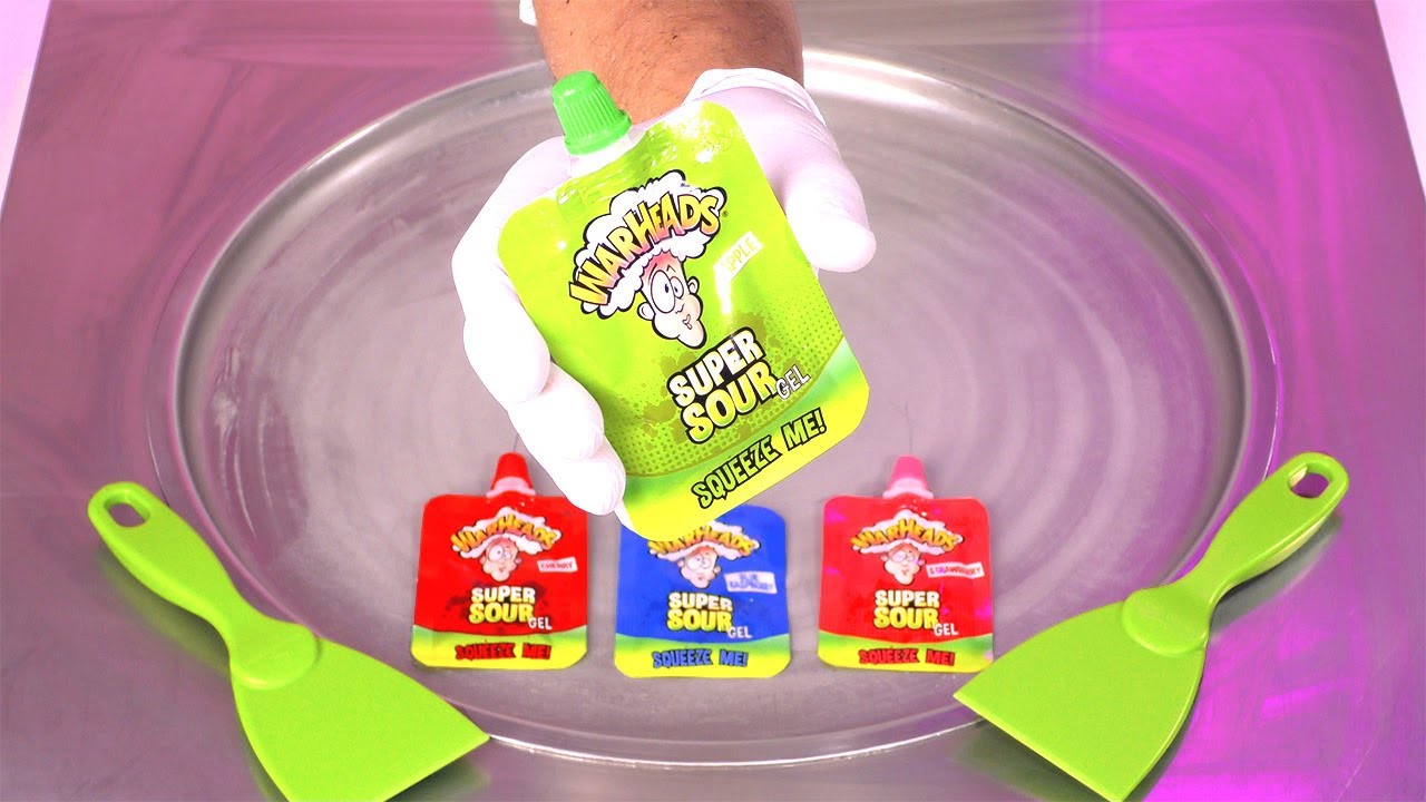 Warheads Ice Cream Rolls - how to make Super Sour Gel Squeezer to super ...