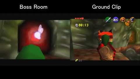 N64 All Dungeons Jabu Timer Freeze Comparison (Boss Room vs Ground Clip)