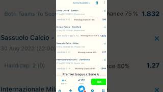 Today’s Football Odds      1xbet prediction                  Premier league x serie A. Handicap bet