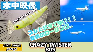 【水中映像】クレイジーツイスター80sはフリフリローリングアクションでシーバスを魅了!【ポジドラ】