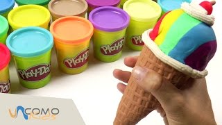 Cómo hacer un HELADO multicolor con Play-Doh - Comida con Play-Doh en español