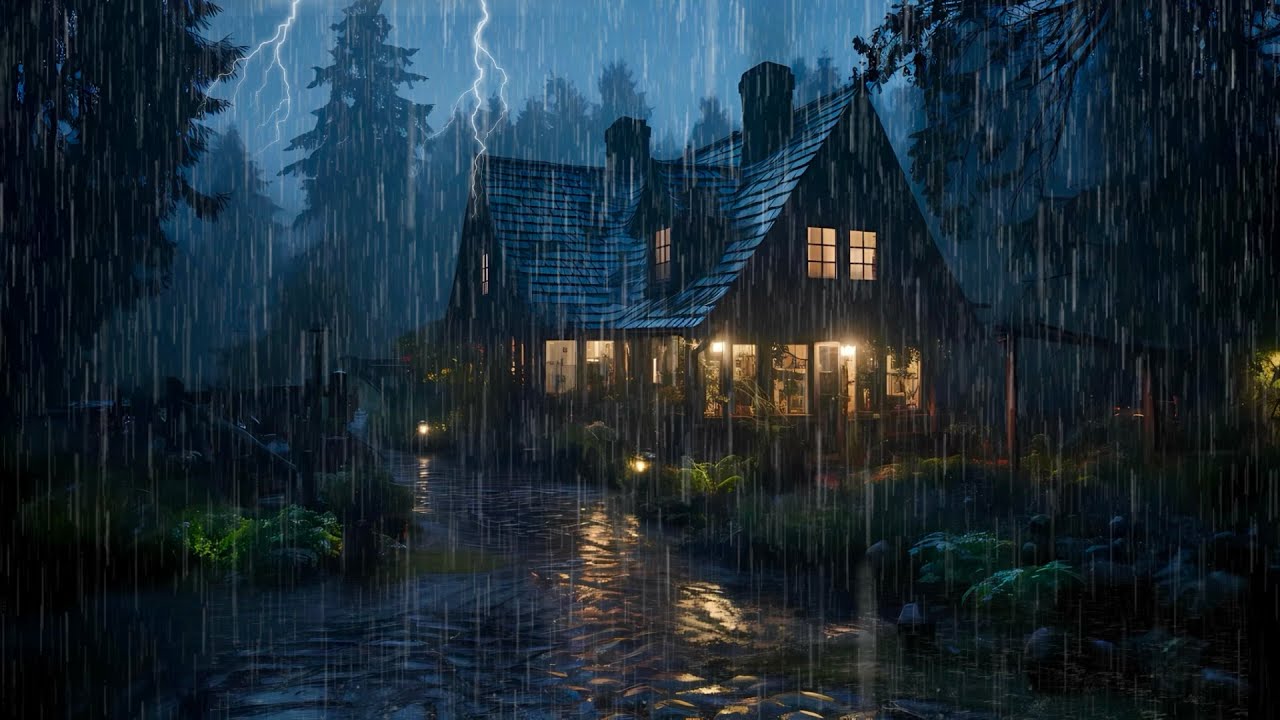The sound of heavy rain and light thunder make you fall into a deep ...