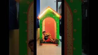 Play house for kids using cardboard #tenthouseideas #playhouse #kids #cardboardhouse #diy #viral