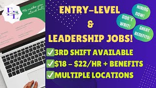 Hiring Now! 3 Great Jobs - Warehouse, Maintenance & More!