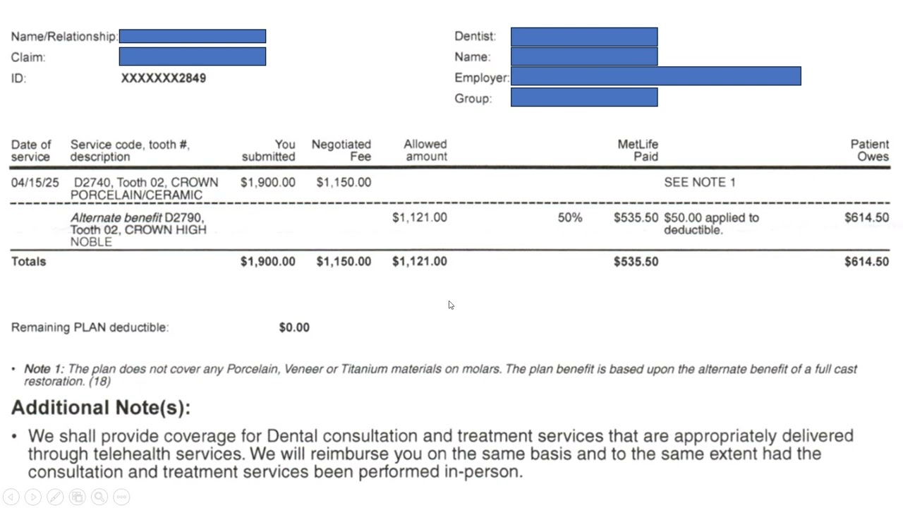 EOB - Explanation of Benefits