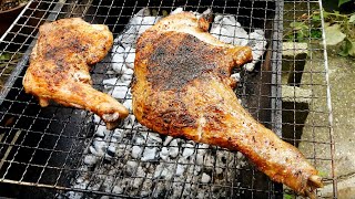地鶏とブロイラーの食べ比べ。炭火で皮パリパリの鶏もも焼きの作り方　夏なので野外でBBQ！