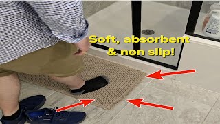 Tchdio Waffle Bath Mat Rug, Super Absorbent Non Slip Bath Mats For Bathroom Mat Ultra Soft Bathmat M