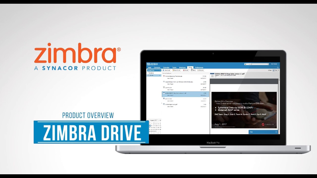 Zimbra 8.8 Demo  Zimbra Drive Product Overview 