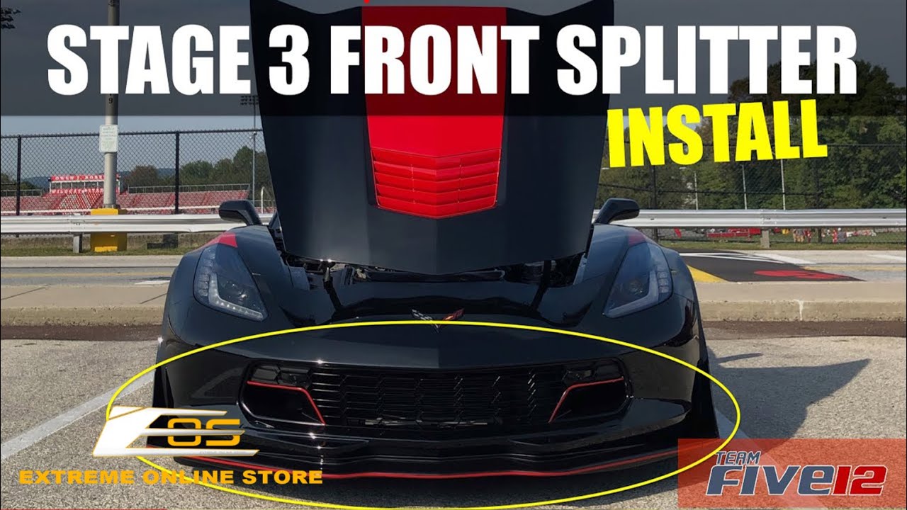 Extreme Online Store | Corvette C7 Stage 3 Carbon Fiber Front Splitter Installed by 