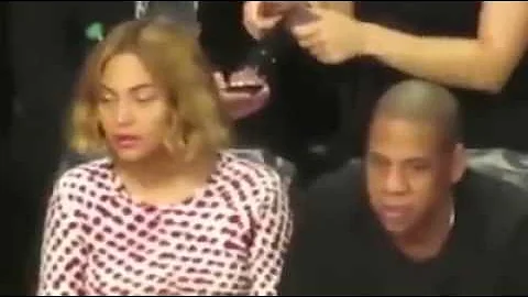 Beyonce at a basketball game with Jay-Z high on serious drugs!