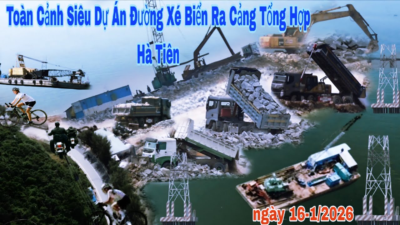 Toàn Cảnh Siêu Dự án Đường Xé Biển Ra Cảng Tổng Hợp Hà Tiên Ngày 16/1/2026 Quá Đẹp Trên Nhìn Xuống!