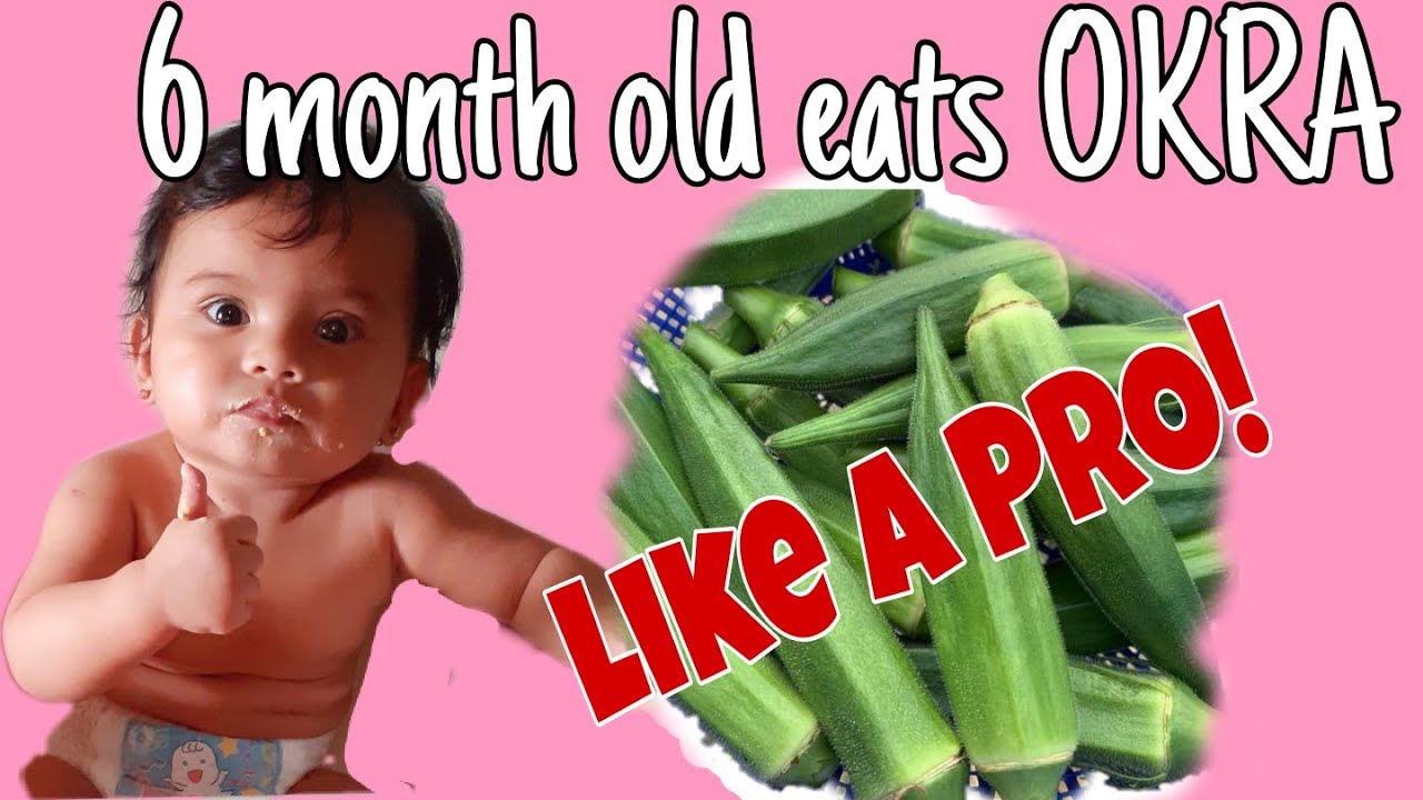 BABY EATS OKRA LIKE A PRO VEGGIE BABY BABYLED WEANING BABY YouTube