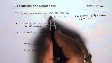 Identify Sequence Write General Recursive and Discrete Formula MCR3U