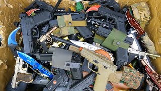 Airsoft Rifles, Airsoft Guns, F226, Glock Series, Beretta M-92, Alpha BLE-001And Box of Toy Guns